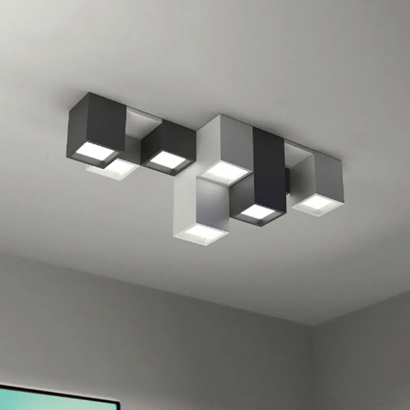 Modern Acrylic Creative DIY Combination LED Ceiling Light Fixture Bedroom Livingroom Dinning Room Home Decor White Square Lamp