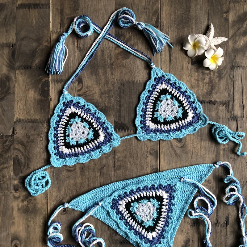 Sexy Bikini Set Women Crochet Swimsuit Bohemia Beach Micro Bikini Set Sexy Lingerie Sets 2020 Hot Sale