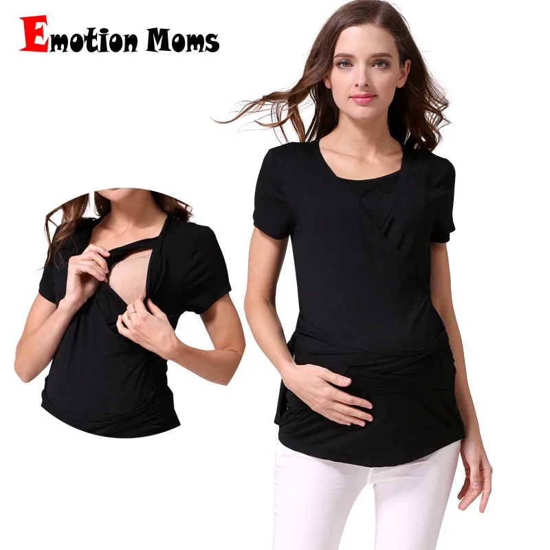 Ropa de maternidad de manga corta para mujer embarazada, Top de lactancia materna, camisetas de enfermería sólidas, camiseta de maternidad de verano