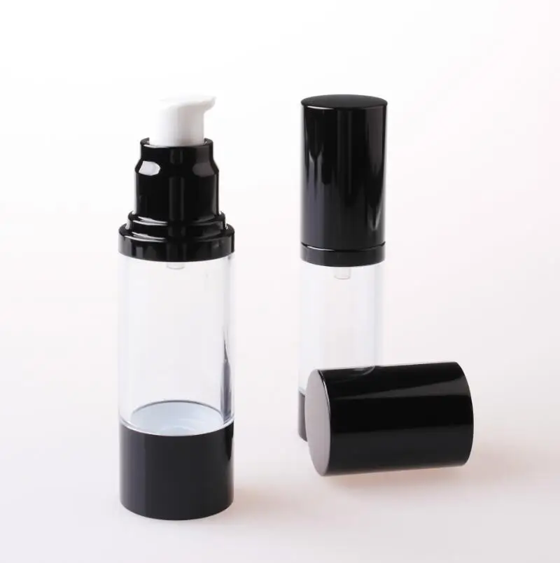 50ml Classic Black Vacuum Airless Pump Bottle Cosmetic Essence Oil Lotion Packaging Refillable Bottle LX1243