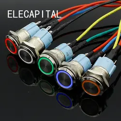 16mm red blue yellow green white Light Hot Car Auto Metal LED Power Push Button Switch Latching Type On-off 3V 5V 12V 24V 220V