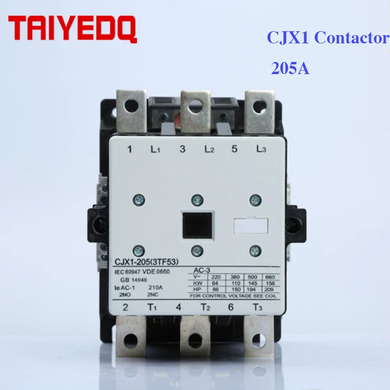 CJX1 AC contactor 205A CJX1-205/22 3TF53 Magnetic contactor, 3Pole Motor control contactor 24V 220V 380V  2NO 2NC