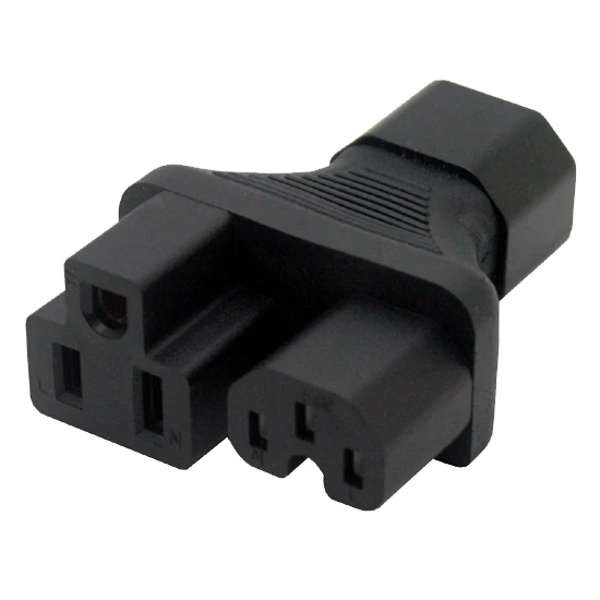 IEC 320 C13 to US femlae + C13 Y split power adapter AC PLUG CONVERTER C13 male to Nema 5-15R +C15 Power adapter