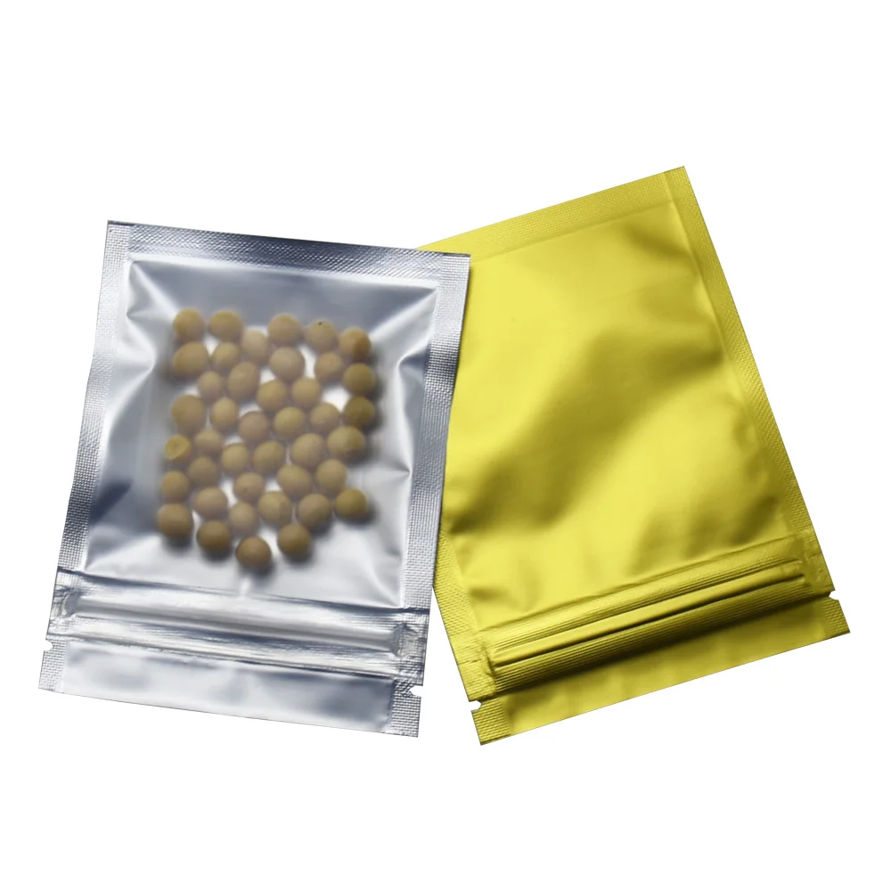 

7.5*10cm Matte Golden Clear Front Mylar Zip Lock Packaging Bag Flat Self Sealing Aluminum Foil Coffee Bean Sample Bag 100 Pieces