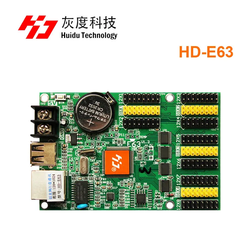 HD-E63 Ethernet Communication Ports Huidu P10 Dual Color LED video Display Card, Led Programmable led sign controller