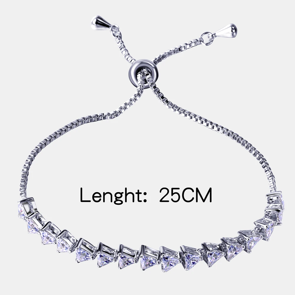 YLMyself Fashion Bracelet Copper Adjustable Triangle Cubic Zirconia Crystal Gold/White-Color Free Size