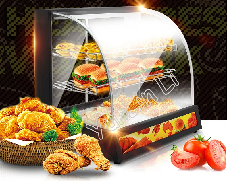 Food Heat Preservation Cabinet Commercial Food Warmer Cooked Food And Pastries Long Lasting Heat Preservation Showcase