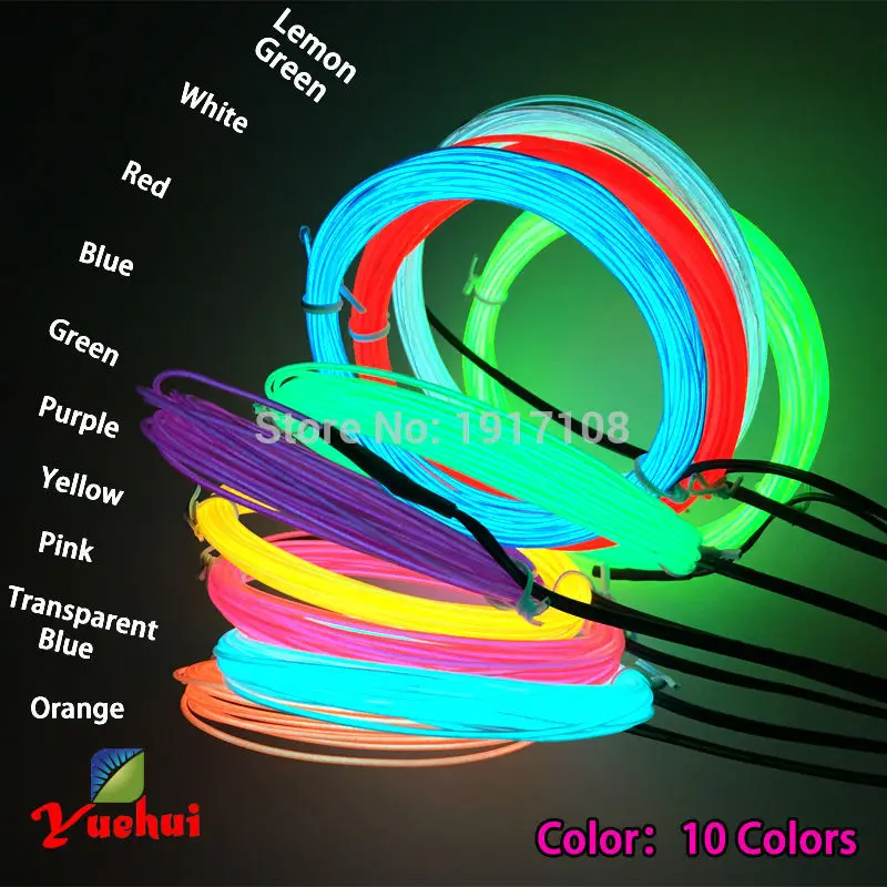 Hot 4Meters 1.3mm Party decorative glowing props Cosplay Neon glowing light Flexible EL wire the spokes of your bike tires