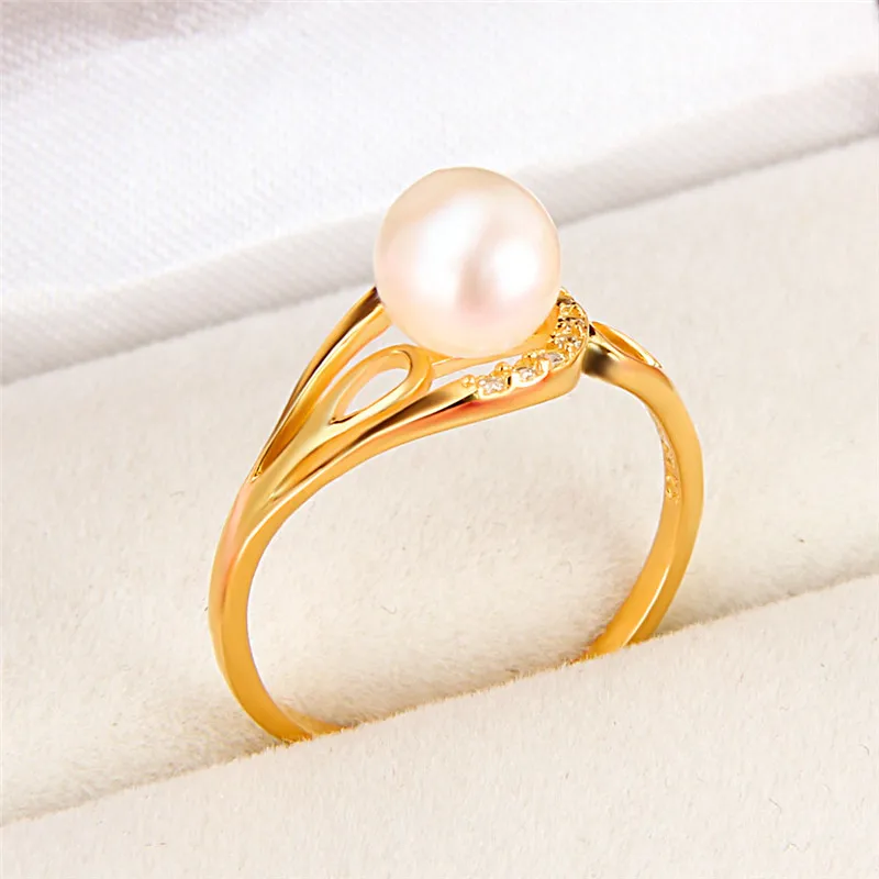 CLUCI Silver 925 Zircon Gold Pearl Ring Mounting Jewelry for Women Engagement 925 Sterling Silver Geometric Rings SR1005SB