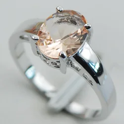 Morganite  925 Sterling Silver Wedding Party Attractive Design Ring Size 5 6 7 8 9 10 11 12 PR15 Min order is $10