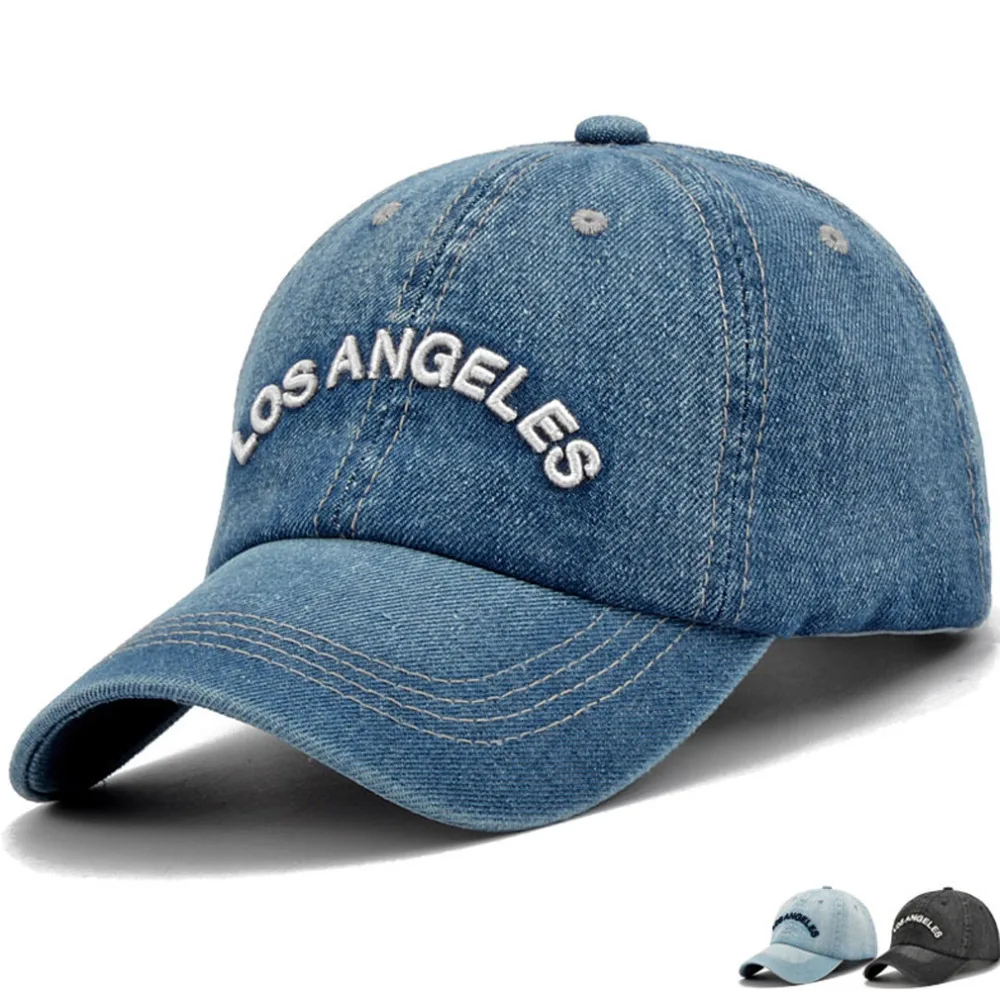 

Women Hat & Cap LOS ANGELES Letter Denim Wash Sports Caps Women Numbers Baseball Cap Adjustable Snapback Casual Caps