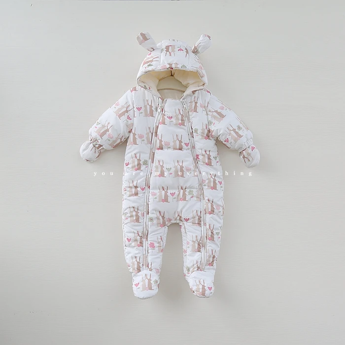 baby girls/baby boys autumn/winter hooded romper, one-piece romper, jumpsuit, overalls, fleece lining size 3M to 18M