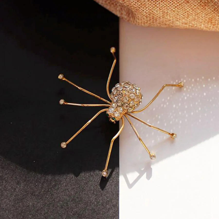 2018 Broches Jewelry Fashion Crystal Rhinestone Spider Brooch Pins Costume Insect Broche Vintage Large Brooches For Women Men