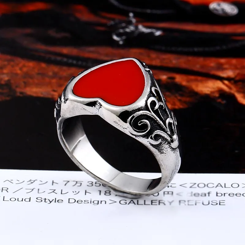 Beier 316LStainless Steel Four Rhombus Ring With Red colour Party Wedding Simple Jewelry Playing cards series For Man LLBR8-481R