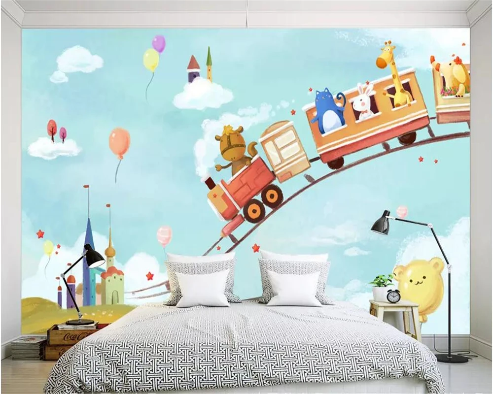 beibehang Custom photo wall murals 3d dream fairy tale train travel hand painted children room whole house background wall paper