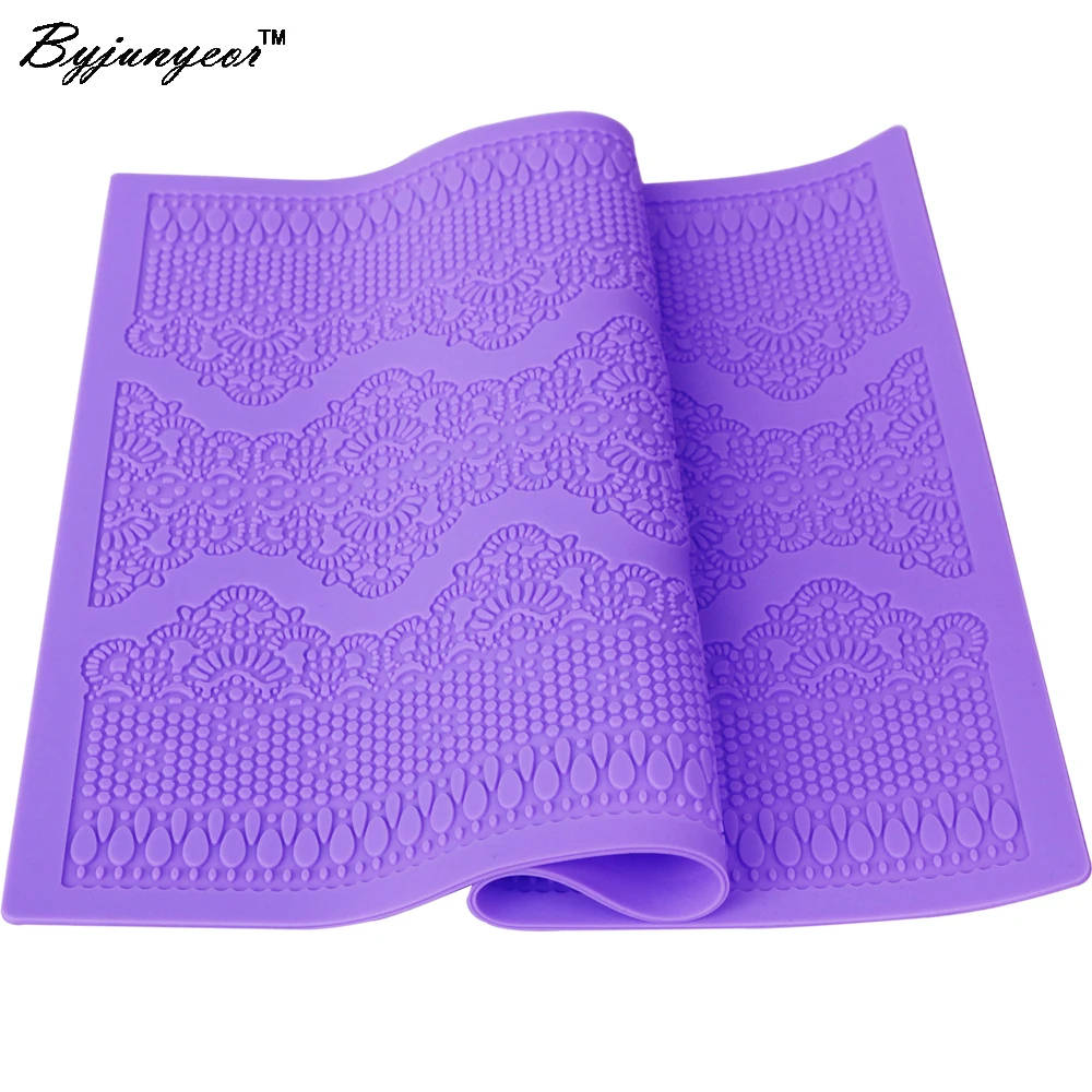 Sugar Lace Crown Flower Silicone Mat Molds For Cake Border Sugarcraft Gumpaste Baking Fondant Cake Decorating Tool LMB-001