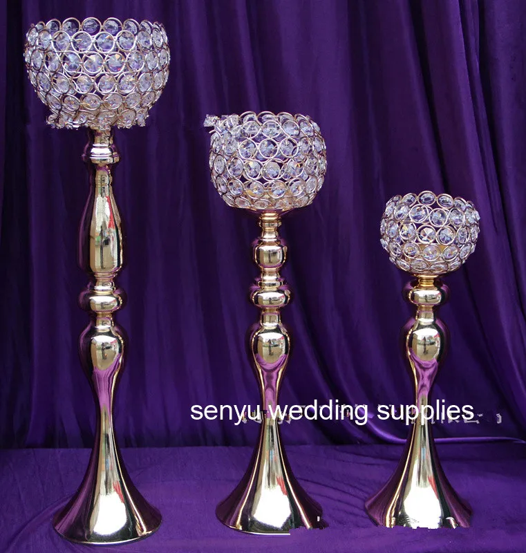 New style High-grade crystal ball floor metal candlestick wedding props furniture accessories table decoration senyu0496