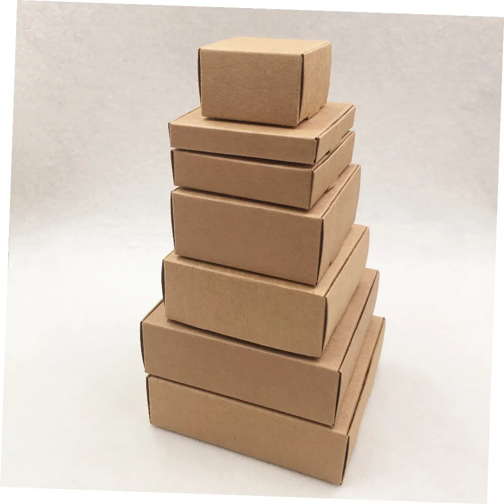 50Pcs/Lot Gift Box kraft Paper Jewelry Boxes Blank Carry Case Jewelry Accessory Packaging Handmade Cardboard Display Paper Boxes