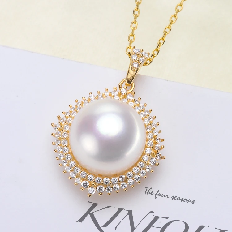 Round Shape Design Pearl Pendant Findings S925 Sterling Silver Pendant Components DIY Jewelry Accessory