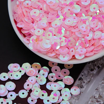 50g(1650pcs)  8mm Cup AB Colors Sequin Round Paillettes Sewing Wedding Craft Pink AB Spangles