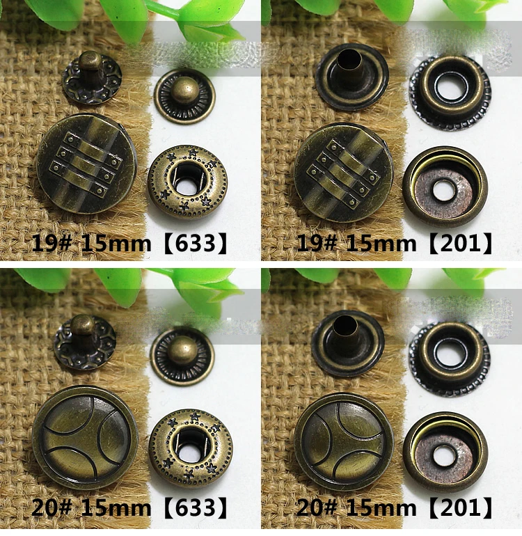 12 design 15mm vintage elegant carved bronze color snaps metal decorative button for clothes leather craft sewing accessories