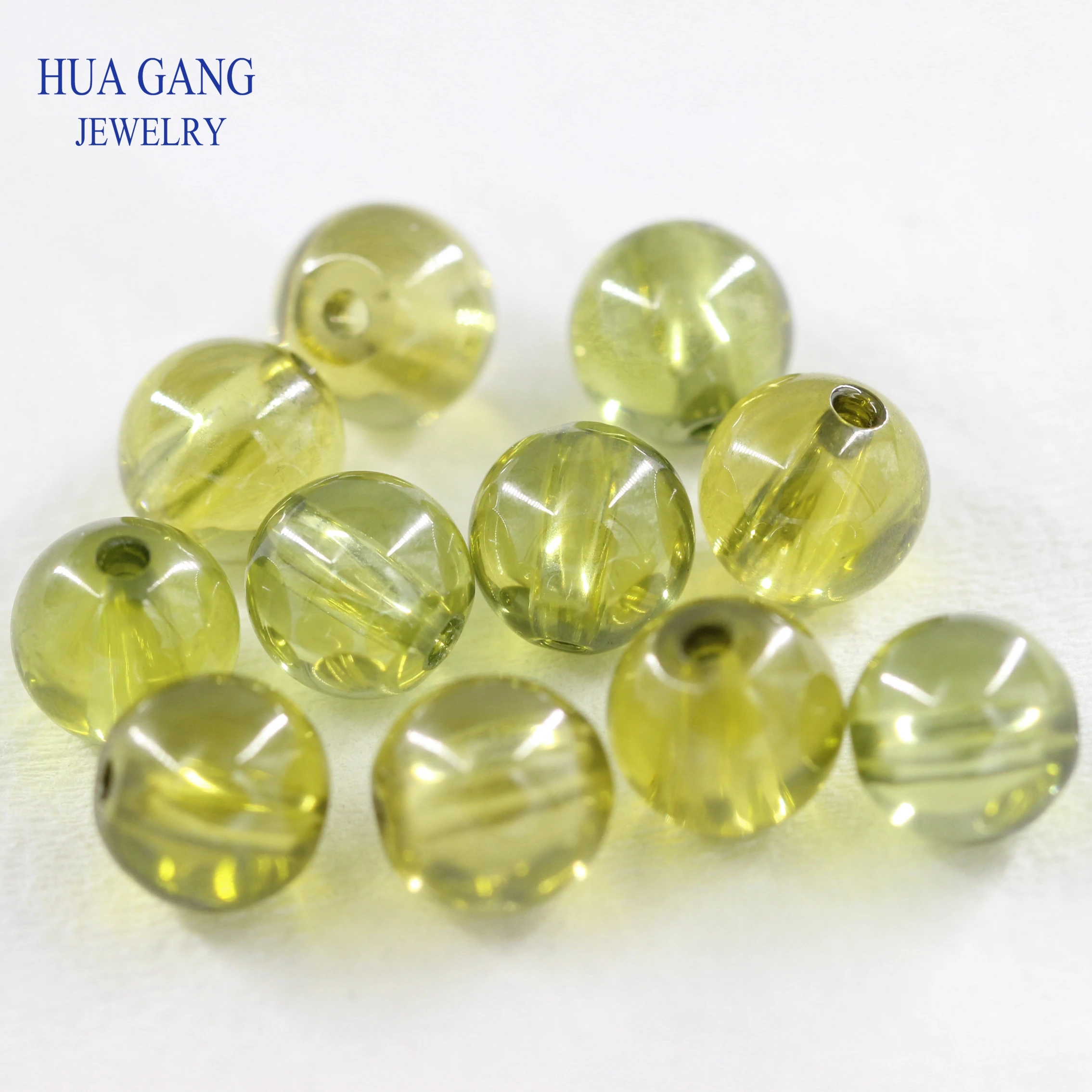 Peridot Foro Rotondo Perle di Zirconia Cubica Taglio Cabochon Gemme Sintetiche Per DIY Del Braccialetto Della Collana Per Monili Che Fanno Accessori