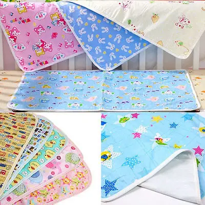 Baby Infant Pink/Yellow/Blue Cartoon  Home Waterproof Newborn Diaper Pad Soft Cotton Nappy Changing  Durable Urine Mat