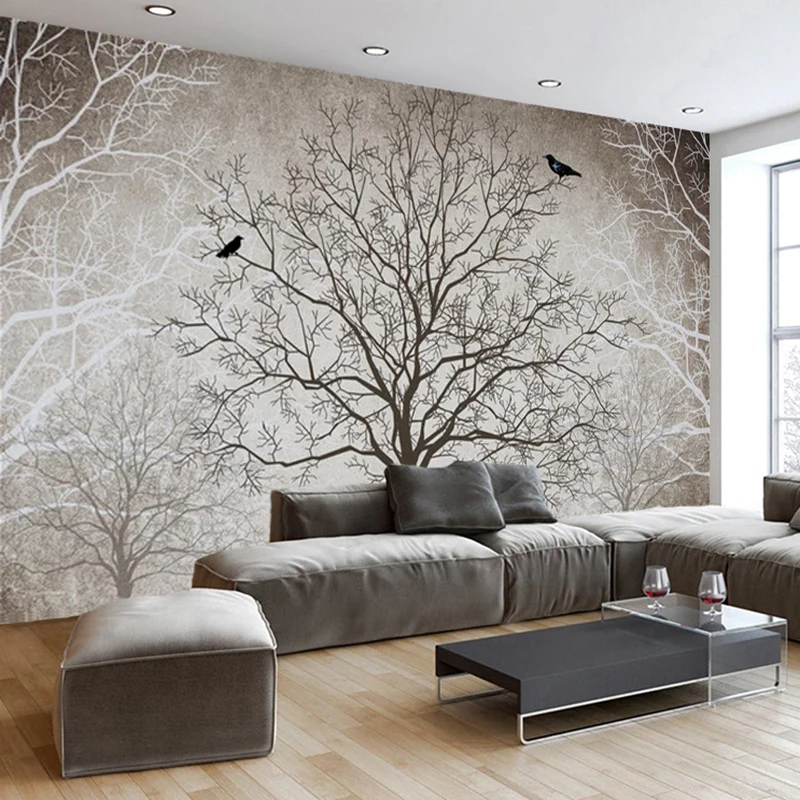 Retro Astratta Rami di Albero Uccello Grandi Murales Personalizzato 3D Foto Carta Da Parati Divano del Soggiorno TV Sfondo Decorazione Della Parete