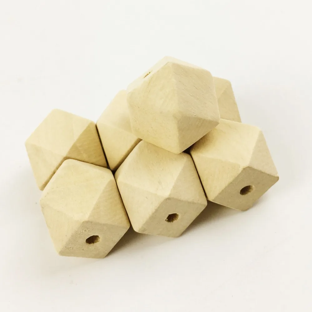 Cuentas geométricas grandes de madera, figuras facetadas, cubo octogonal, decoración sin terminar, manualidades DIY, cadena colgante de pared, 30mm, 10 Uds.