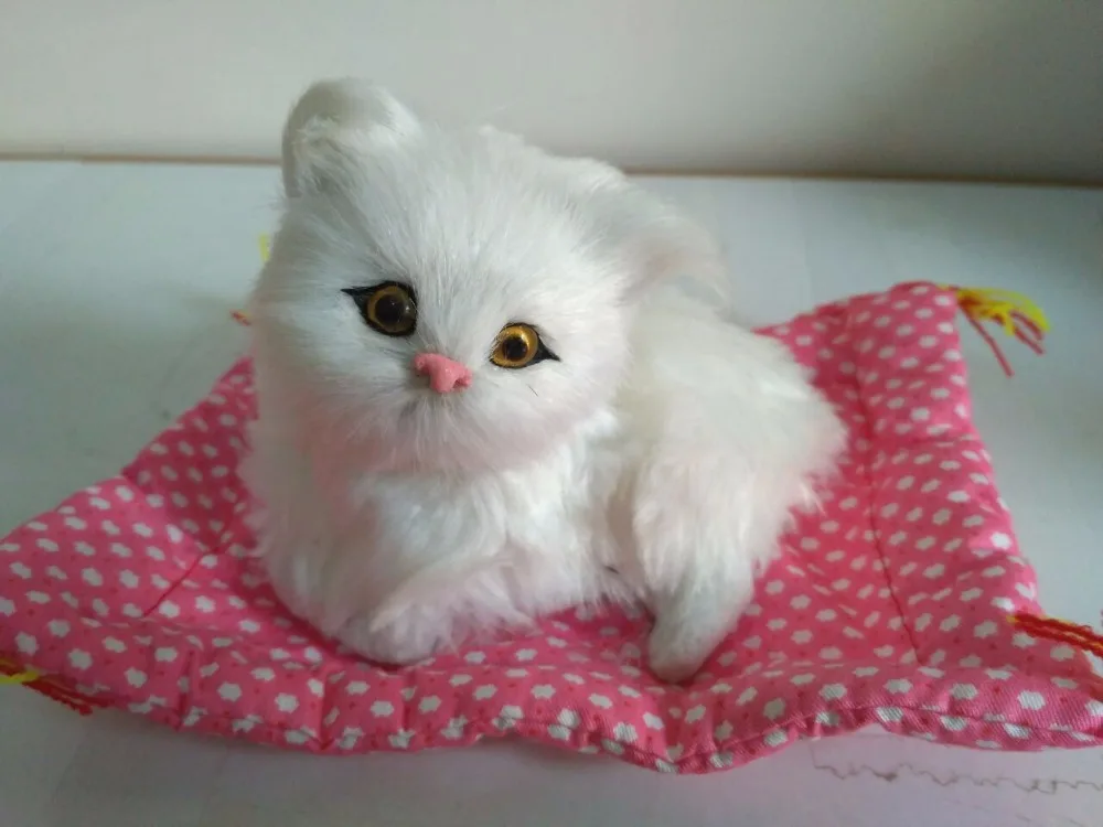

Моделирование белого кота около 9x11 см, модель из пластика и меха, звуки мяу, кот с ковриком, украшение для дома, подарок p0191