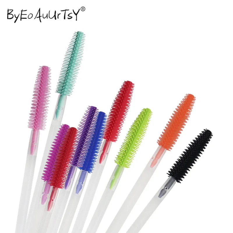 50 stücke Silikon Wimpern Pinsel Mascara Wands Kristall Applikator Augenbraue Kamm Microbrush Lash Verlängerung Liefert Make-Up-Tools