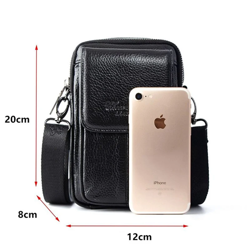 Men's Genuine Leather High Quality Multi-Function Pockets High Quality Exquisite Mobile Phone Credit Card Storage Bag Waist Pack