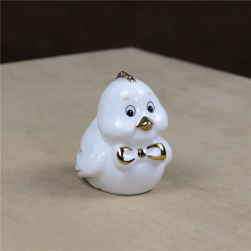 Chubby Porcelain Chick Miniature Ceramic Chicken Figurine Girlfriend Room Decor Gift Craft Mini Ornament Banker Lady Salesman