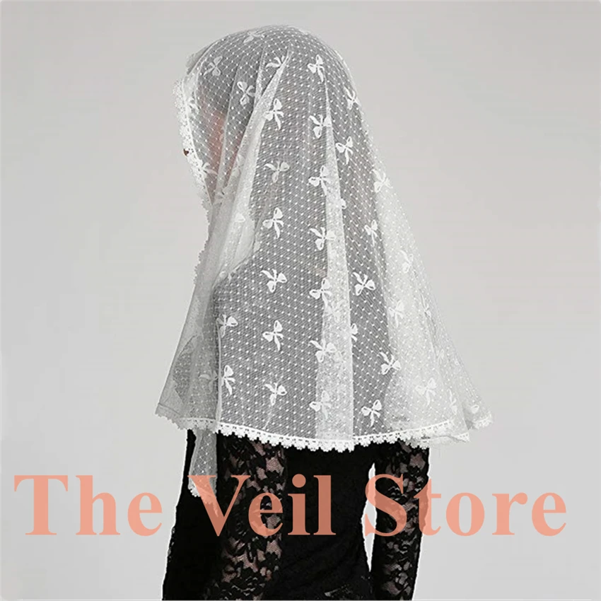 2019 Ivory Black Lace Chapel Scarf infinity veil Catholic Mantilla Veil for Church Head Cover Latin Mass Mantilla de Novia Negra