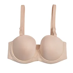 YANDW-Sujetador liso con aros para mujer, ropa interior Sexy para todos los días, Bralette multiposición de talla grande 32 34 36 38 40 42 44 B C D E F G H