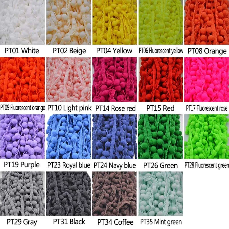 4.5 Yard Sewing Accessories Lace Fabric Pompom Trim Pom Pom Decoration Tassel Ball Fringe Ribbon DIY Material Craft Apparel