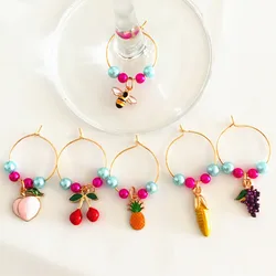 Wine charms New Fashion Design 6PCS Wine Glass Charms Rings Marker Christmas Party Bar Table Decorations Christmas Gift