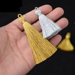 5PCS Gold Silk Silver Silk Tassels Pendant Jewelry Curtain Garments Decorative Accessories Key Bag Pendant Craft Tassels DIY