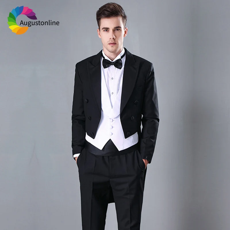 

Men Suits For Wedding Black Tailcoat Bridegroom Groom Evening Party Custom Tuxedo Slim Fit Formal Best Man Prom Blazer Handsome