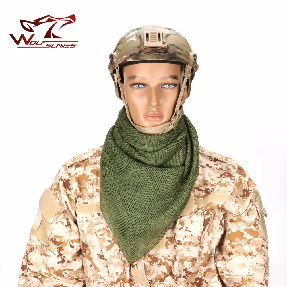 Bufanda de malla táctica de camuflaje militar, pañuelo de algodón de 190x90cm, velo de cara de francotirador, bufanda multiusos para acampar, caza,