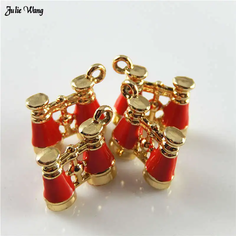 Julie Wang 10pcs Alloy Enamel Mini Telescope Charms For Bracelet Necklace Pendant Making Jewelry DIY Accessories 15*15mm