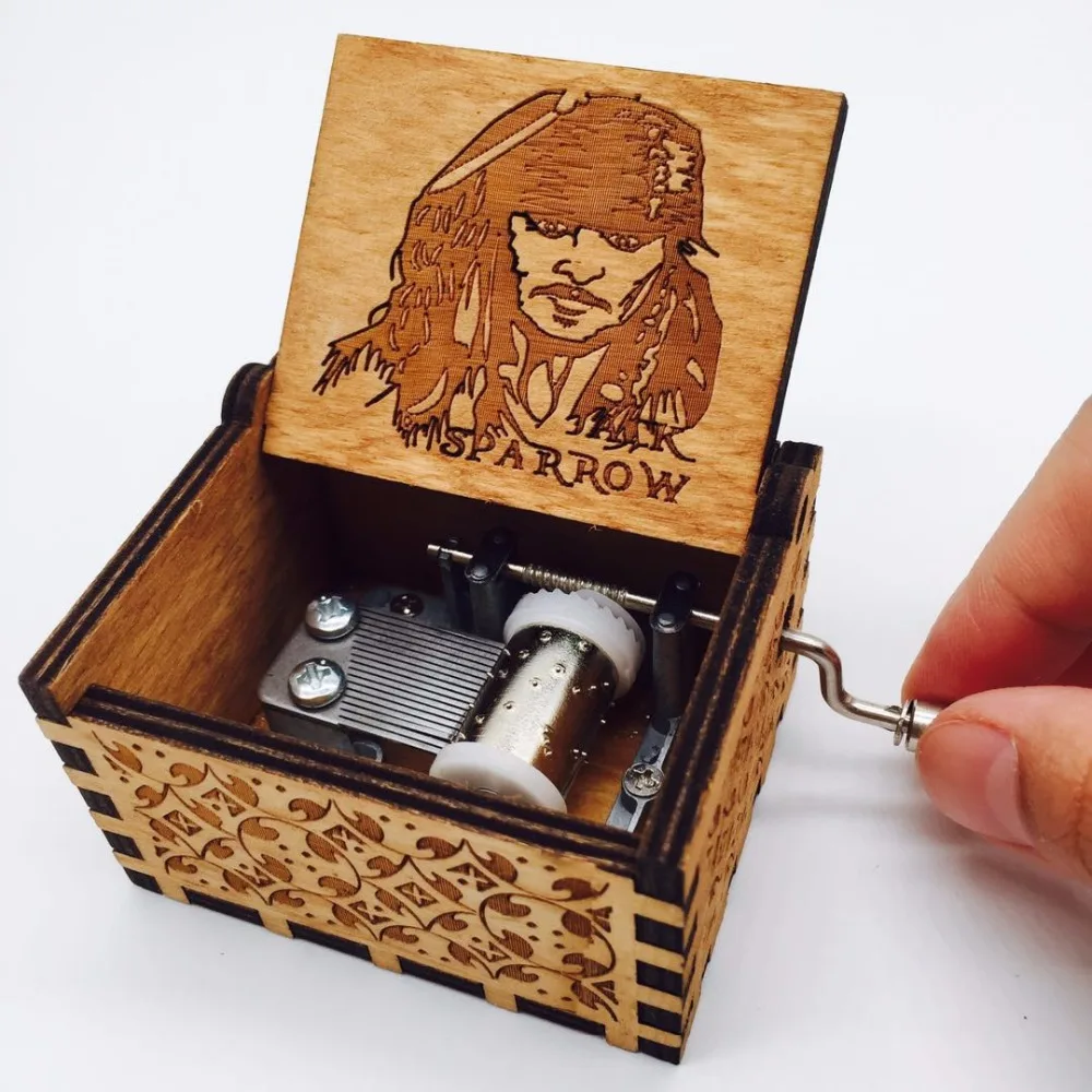 Davy Jones Locket Music Box Antique Carved Movie Pirates of the Caribbean Musical Boxes caja de musica Birthday Present