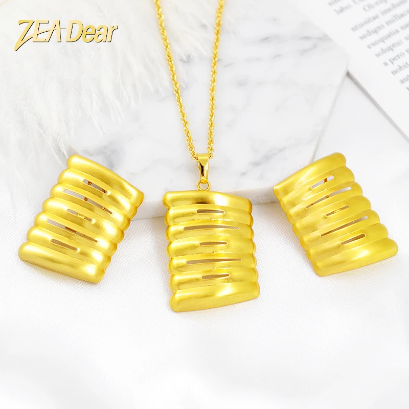 ZEA Dear Jewelry Classic Square Jewelry Set For Women Earrings Pendant Necklace Hot Selling Jewelry For Wedding Jewelry Findings