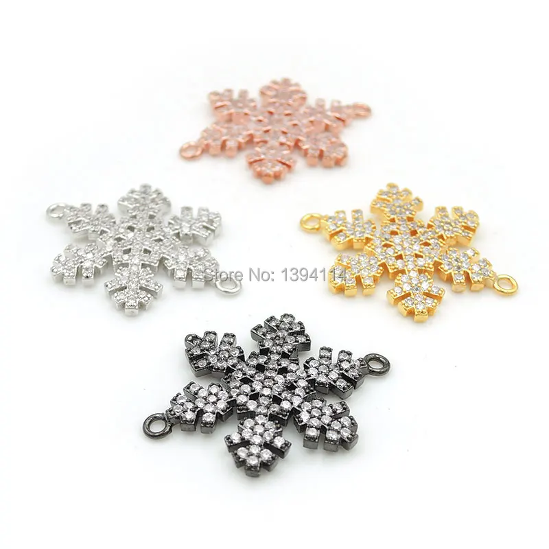 

26*21*2mm Micro Pave Clear CZ Snowflake Connector Fit For Women As DIY Bracelets Accessory