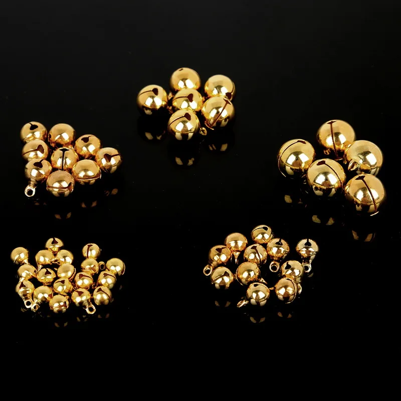 20-100 Stücke 6mm/8mm/10mm/12mm/14mm Gold Kupfer Lose Perlen kleine Jingle Bells Frohe Weihnachten Weihnachten Baum Dekoration Ornament Hause – Detail 7