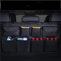 Bolsa de almacenamiento de cuero de alta calidad para asiento trasero de coche, organizador de maletero de coche con múltiples bolsillos, accesorios interiores de almacenamiento automático