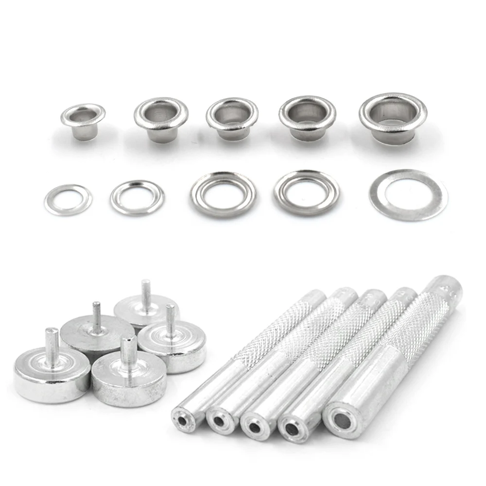 100 Sets 3.5 / 4/ 4.5/ 5/ 6 MM Rivet Button Sewing Repair Metal Pores Eyelets Installation Dies Buckle Tool