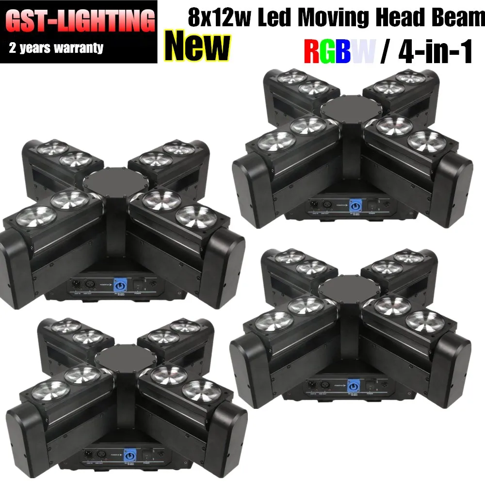 Free Shipping 4pcs/lot Spider 8X12W CREE Led Party DJ Beam Moving Head Light