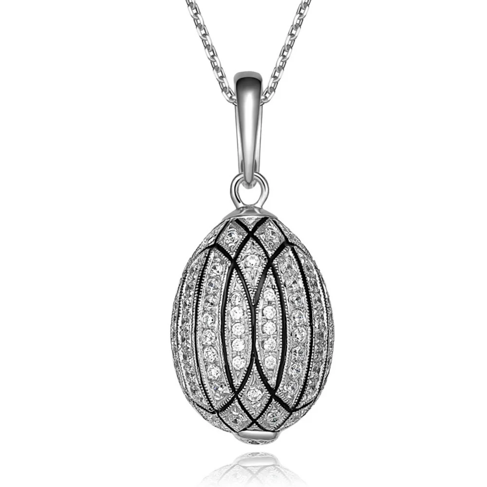 

YAFFIL Zircons Vintage Egg Pendant Crystal Rhinestone Necklace Noble Unique Easter Bonus Egg To Women