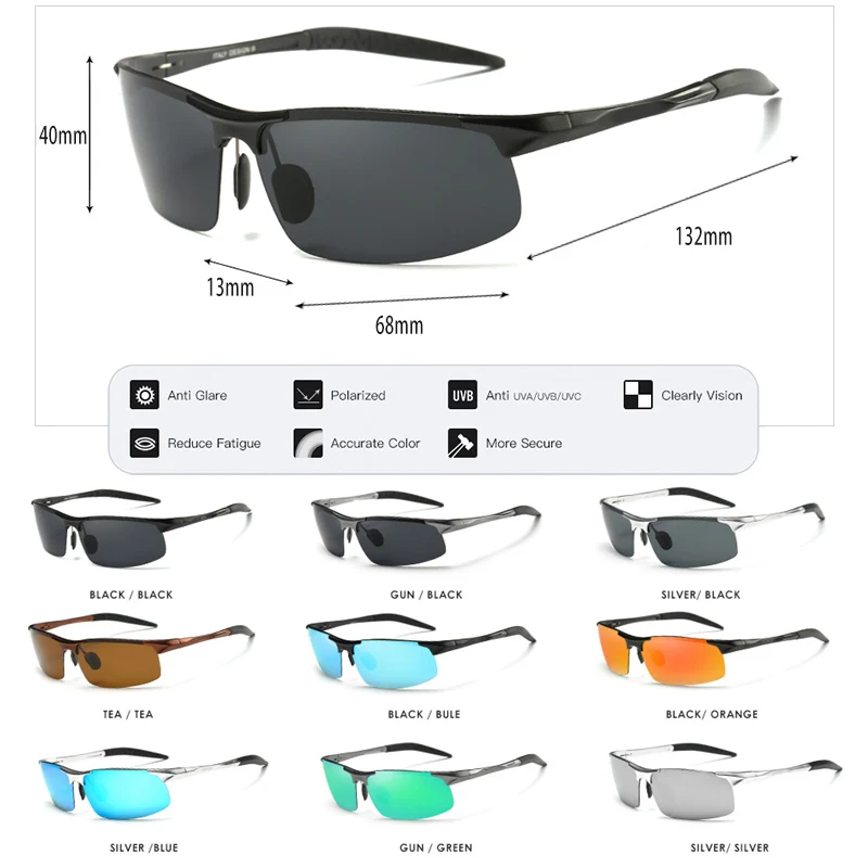 Aluminium magnezu okulary męskie polaryzacyjne lotnictwa HD jazdy okulary męskie okulary sportowe lunette soleil homme óculos